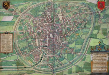 Brüsszel városterve, Georg Braun (1542-1622) és Frans Hogenburg (1635-90) „Civitates Orbis Terrarum”-ból, 1572 körül