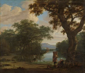 Tájkép halász négyzetrácsos hálóval, 1645-1655 körül (olaj, vászon)