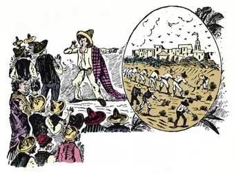 A mexikói forradalom (1910-1920): a Valle Nacional egyik munkásának kemény munkájának története, 1908 körül – Jose Guadalupe Posada (1852-1913) xilográfia
