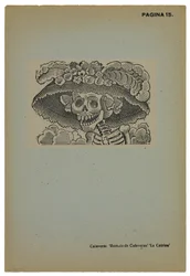 Calavera de la Catrina, 1910 körül, 1943-ban nyomtatva (fotó-dombormű-rézkarc metszettel)