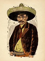 Mexikói forradalom – Emiliano Zapata, 1910-1912 körül (xilográfia)