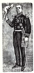 Porfirio Diaz (1828-1915), a Mexikói Köztársaság elnökének portréja. Jose Guadalupe Inn (1852-1913) xilográfiája.