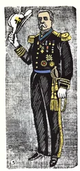 A mexikói forradalom (1910-1920): Porfirio Diaz (1828-1915), a Mexikói Köztársaság elnöke. Jose Guadalupe Inn (1852-1913) xilográfiája.