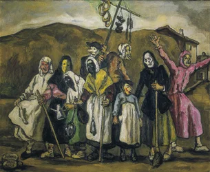 GUTIERREZ SOLANA, Jose (1886-1945). Jelmezbál. 1938. Expresszionizmus. Olaj, vászon. Magántulajdon.