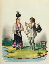 Manila és környéke: Milksellers (akvarell testfestékkel)
