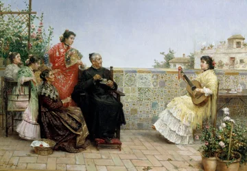 A pap látogatása,19. század (olajfestmény)