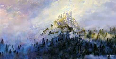 JJM recreates Friedrich-C-D: Morgennebel im Gebirg (Panorama)