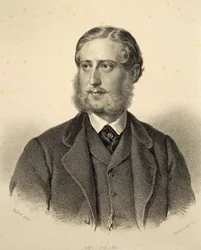 Ferdinand Bonaventura, Kinsky herceg (1834-1904) portréja. Josef Kriehuber metszete