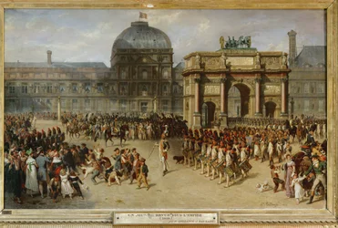 Katonai díszszemle a Tuileriák palotája előtt, Párizs, 1810 ...
