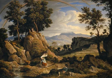 Táj Olevano mellett szivárvánnyal, 1823-24