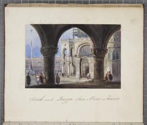A templom és a Piazza San Marc Velencében, Thomas Moodys Journal-ba beillesztve egy svájci és olaszországi körútról, 1822 (wc papíron)
