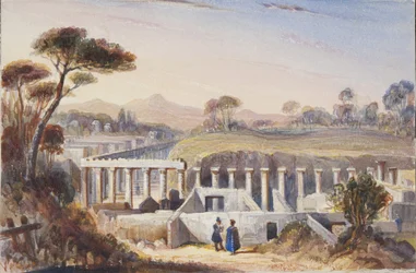 Akvarell beragasztott Thomas Moodys folyóiratba egy svájci és olaszországi körútról, 1822 (wc papíron)