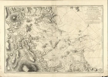 Boston kikötőjének sajátos diagramja, amelyen a szondák, a homokpadok, a sziklák, az amaien és más, a navigációban hasznos útmutatások láthatók.