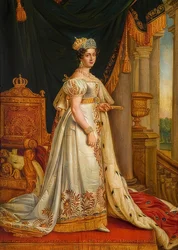 Terézia királyné koronázási díszben.