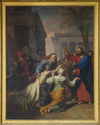 Naim özvegye fiának feltámadása. Olaj, vászon, Jacques Chabord (1786-1848). A szensz-székesegyház hajója