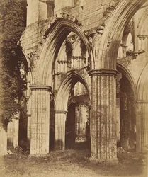 Rievaulx apátság. Áttekintve a kóruson, 1850-es évek.