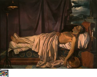 Lord Byron a halálos ágyán, 1826 körül (olaj, vászon)