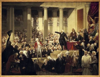 Francia forradalom: Honore Gabriel (Honore-Gabriel) Riqueti, Mirabeau grófja (1749-1791) Monsieur de Henri Evrard (Henri-Evrard) előtt, Dreux Breze (Dreux-Breze) márki (1762-1829) a deputai gyűlésen , június 23