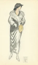 Divatos hölgy, 1916. IV.15., 1916 (toll, tinta és WC papíron)