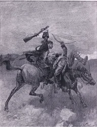 Leüti az egyiket a lováról (litho)