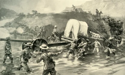„A 4.7-es haditengerészeti fegyver átvétele a Tugelán”, 1900.