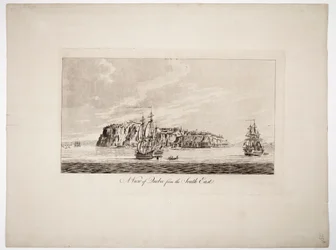 Quebec látképe délkeletről, 1781 körül (színes metszet)