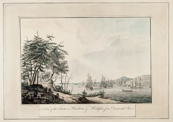 Halifax városának és kikötőjének látképe a Dartmouth partjáról, 1777 körül (Nyomtatva)