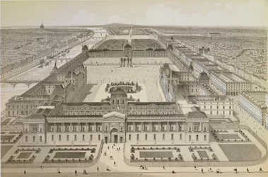 Kilátás a Louvre-ra és a Tuileriákra, 1850 körül
