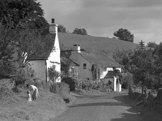 Lyth Valley út déli irányban, Winsterben lévő házakkal
