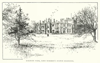 Dalmeny Park, Lord Rosebery skót rezidenciája (litho)