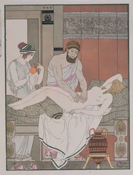 Egy beteg vizsgálata, illusztráció a "The Complete Works of Hippocrates"-ból, 1932.