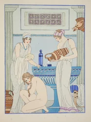Vízzel való leöntés a betegre, illusztráció a "Hippokratész műveiből", 1934