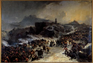 A Sierra Guadarama (Guadarrama) átkelés Spanyolországban 1808 decemberében. Joseph Louis Hippolyte Bellange (1800-1866) festménye 19. századi Párizs, Hadsereg Múzeum