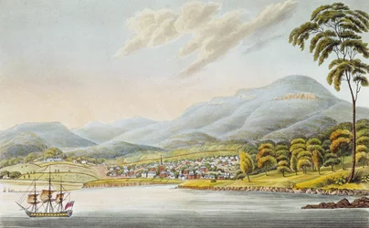 Kilátás Hobart városára, 1824