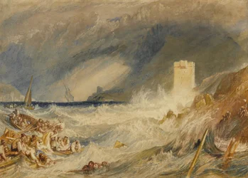 Bejárat Fowey kikötőjébe, Cornwall, C.1827