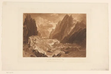 Kilátás a Mer-de-Glace gleccserre a Mont Blanc-nál Mer de Glace - Chamouni-völgy - Savoy (cím a tárgyon) Tájtanulmányok (sorozat címe) Liber Studiorum (sorozat címe)