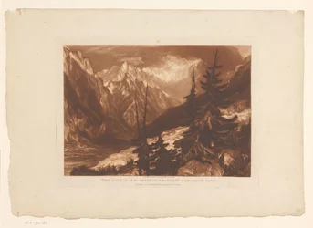 Kilátás a Chamonix-völgyre az Arveyron folyóval Az Arveron forrása Chamouni Savoy völgyében (cím a tárgyon) Tájtanulmányok (sorozat címe) Liber Studiorum (sorozat címe)