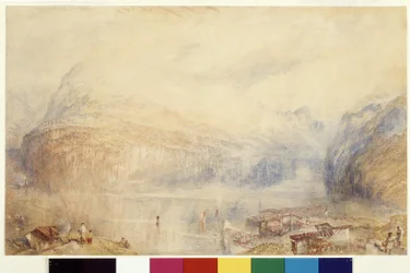 Luzerni-tó Brunnentől (akvarell és gouache fehér papíron)