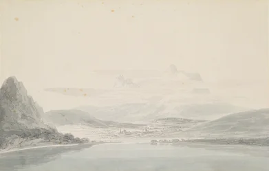 Tájkép, John Robert Cozens (1752-99) nyomán (ceruza és akvarell papíron)