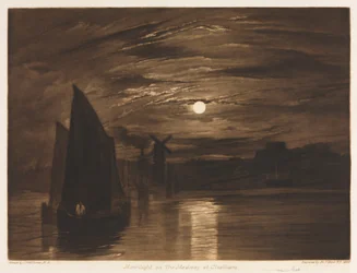 Moonlight on the Medway, Chatham, 1920.