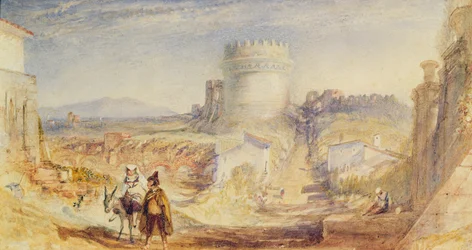 Róma, Cecilia Metella sírja, 1824 körül (akvarell papíron)