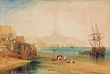 Scarborough, reggel, rákot fogó fiúk, c. 1810