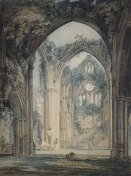 Tintern Abbey kereszthajója, Monmouthshire, 1794 körül (akvarell grafit felett, tollal és fekete tintával a papíron)