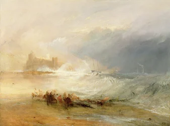 Hajóroncsfosztogatók - Northumberland partja, gőzhajó segít egy parttól távoli hajónak, 1834