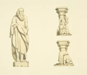 Figura és két rácsozat a Tower of St Mary Redcliffe fülkéiben (akvarell, papír)