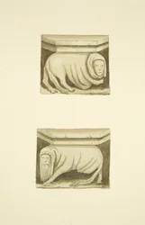 Négy rácsos St Mary Redcliffe északi verandáján (eredetileg alátámasztó szobrok) (akvarell papíron)