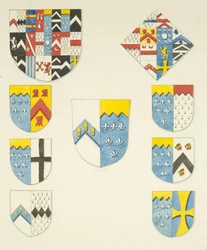 Heraldikai embléma Newton emlékművön a bristoli katedrálisban (akvarell papíron)