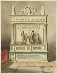 Sir Charles Somerset, hölgye és lányai emlékműve a Szent Jakabban (ceruza és akvarell papíron)