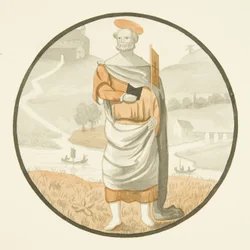 Ólomüveg a Szent Márk-templomban - egy szent (akvarell papíron)