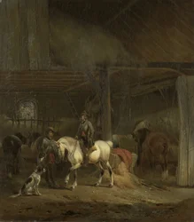 Lóistálló, 1830-1840 körül (olaj, tábla)